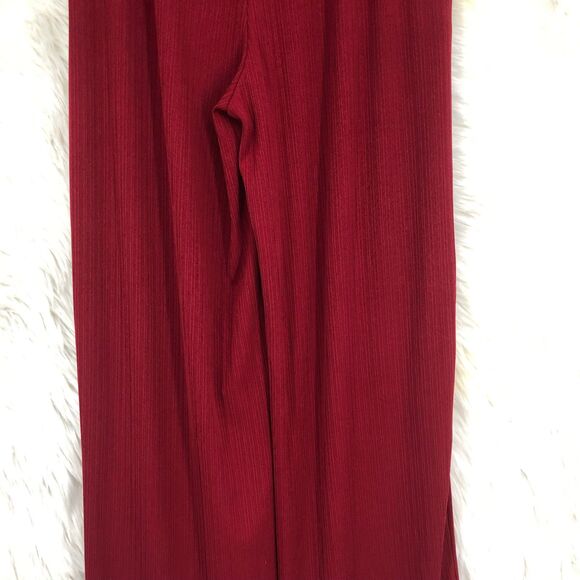 NWT Women’s Esta Textured Wide Leg Knit Pantsby Dictionary, Palazzo, Burgundy M - Picture 8 of 11